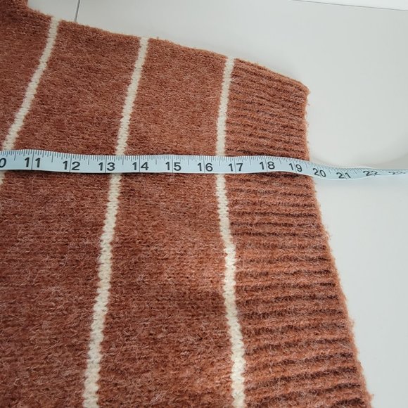 Lulus Crew Neck Loose Fit Acrylic Blend Sweater, Ladies Size Small Rust/Cream - Picture 8 of 11